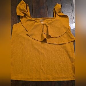 Nine West Golden Ruffle Tank Top